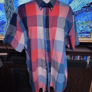 John Bartlett Consensus plaid‎ button down shirt Mens size XXL